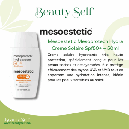 Mesoestetic Mesoprotech Hydra Cream SPF 50+ | Crème Solaire Hydratante Peaux Sèches