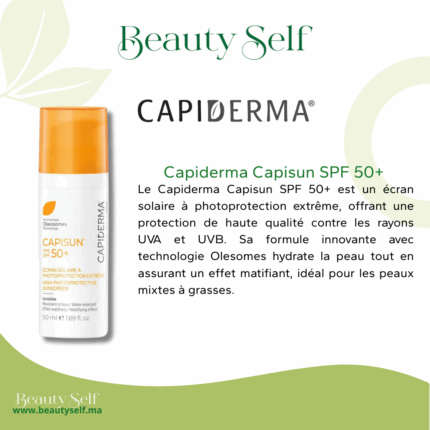 Capisun SPF50+ – Capiderma | Écran Solaire Matifiant pour Peaux Mixtes à Grasses