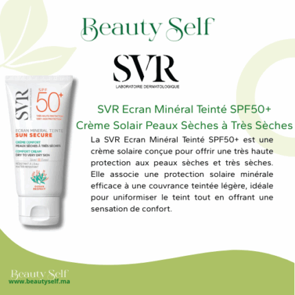 Crème Solaire Minérale Teintée SPF 50+ – SVR | Peaux Sèches à Très Sèches