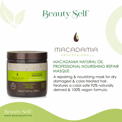 Masque Réparateur Nourrissant – Macadamia Professional | Soin Vegan pour Cheveux Secs & Abîmés