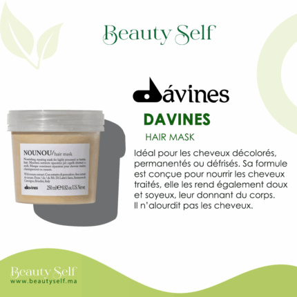 Masque Capillaire Nourrissant Davines Nounou – Soin Réparateur pour Cheveux Décolorés et Abîmés | 250 ml