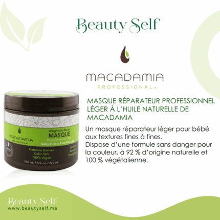 Masque Réparateur Léger – Macadamia Professional | Soin Vegan pour Cheveux Fins & Colorés