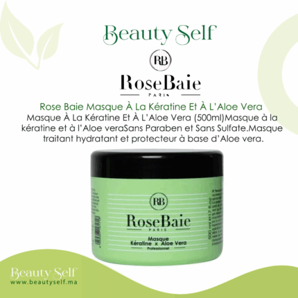 Masque Professionnel RoseBaie À La Kératine Et À L’Aloe Vera – 500ml | Soin Hydratant & Protecteur