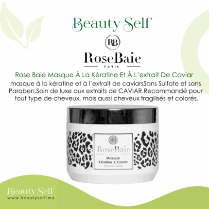 Masque Professionnel RoseBaie À La Kératine Et À L’Extrait De Caviar – 500ml | Soin Capillaire Luxueux