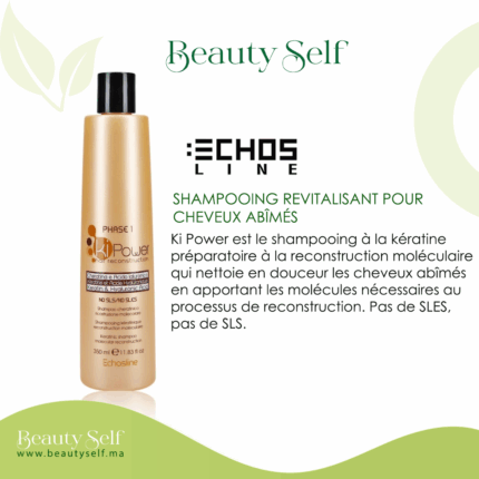 Shampoing Revitalisant Ki Power – Echosline | Kératine & Acide Hyaluronique | Reconstruction Moléculaire