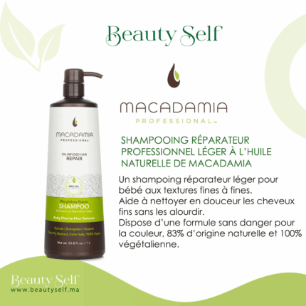 Shampoing Réparateur Léger – Macadamia Professional | Cheveux Fins à Très Fins | Vegan & Naturel