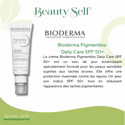 Bioderma Pigmentbio Daily Care SPF 50+ – Soin Éclaircissant Anti-Taches & Haute Protection | 40 ml