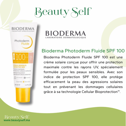 Bioderma Photoderm Fluide SPF 100 – Crème Solaire Très Haute Protection Peaux Sensibles | 40 ml