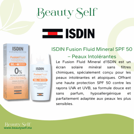 ISDIN Fusion Fluid Mineral SPF 50 – Écran Solaire Minéral Peaux Intolérantes et Atopiques