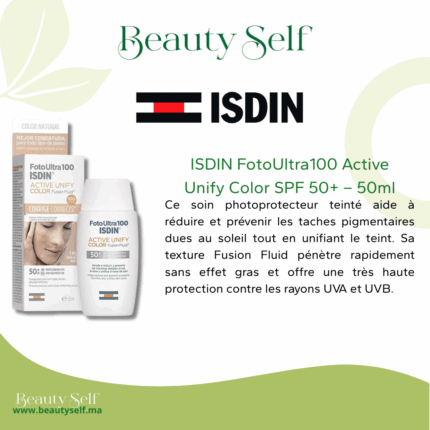ISDIN FotoUltra100 Active Unify Color SPF 50+ – Soin Teinté Anti-Taches & Haute Protection | 50 ml