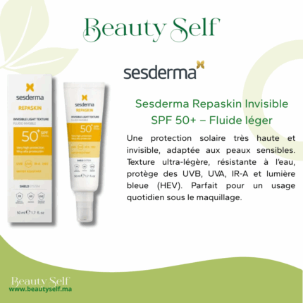 Sesderma Repaskin Invisible SPF 50+ – Fluide Solaire Ultra-Léger Peaux Sensibles | 50 ml