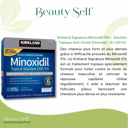 Kirkland Signature Minoxidil 5% – Traitement Anti-Chute Homme (6 x 60 ml)