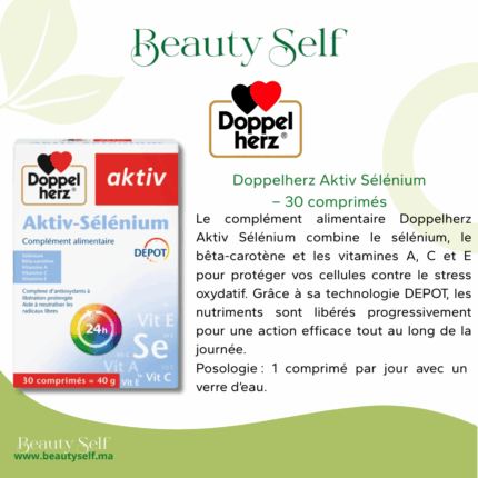Doppelherz Aktiv Sélénium – Complément alimentaire antioxydant – 30 comprimés